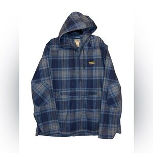 L.L. Bean Men's Blue Plaid Hooded Jacket